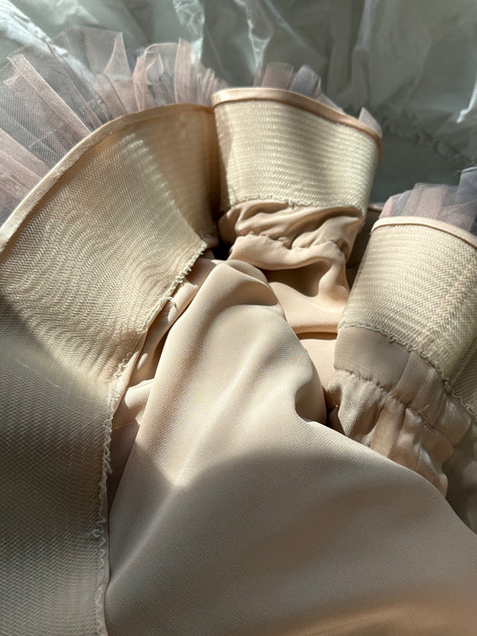 Exquisite and Rare 1950's Philip Hulitar Misty Lilac Illusion Lace Couture Cocktail Dress / S