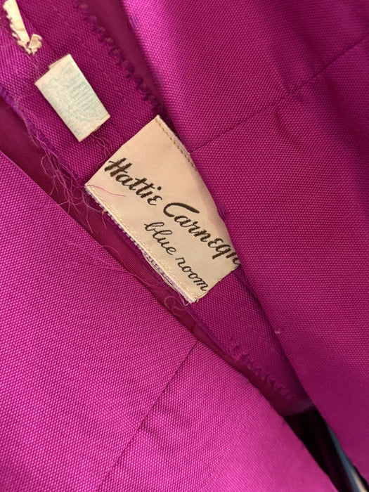 Vintage Hattie Carnegie Fuschia Silk Dress & Matching Jacket Set 1950's / S