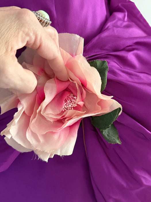 Show-stopping 1950's Shocking Violet Silk Cocktail Dress By Mr. Blackwell / SM