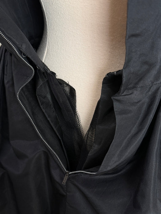 Exquisite Late 1950's Gustave Tassell Black Silk Taffeta Couture Cocktail Dress / S