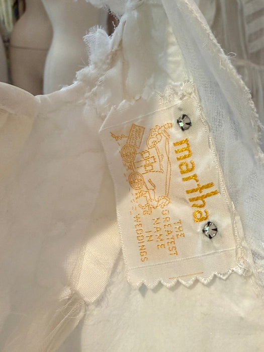 Late 1950's Marie Antoinette Wedding Gown With Floral Lace with Bows / S