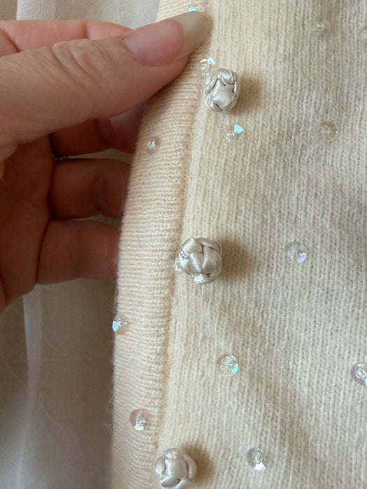 Ethereal Early 1960's Aurora Sequined Lambswool Cardigan / M