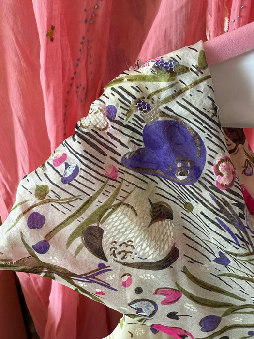 Ethereal 1950's Paper Silk Summer Floral Print Party Dress / Small