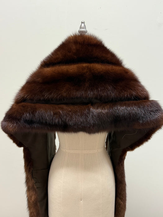 Gorgeous 1950's Extra Long Mahogany Mink Wrap / OS