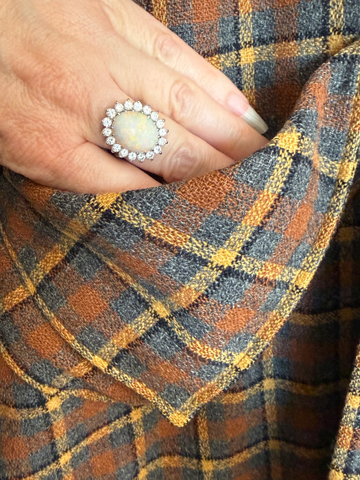 Classic 1940's Swansdown For Forstmann Plaid Wool Swing Coat / ML