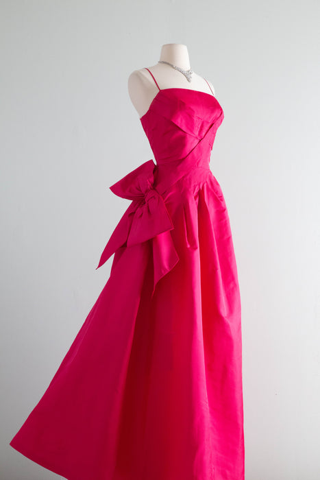 Spectacular 1950’s Frank Starr Camellia Pink Silk Evening Gown / Small