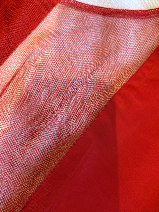 Fabulous 1930's Cherry Red Taffeta Flamenco Inspired Evening Gown / S