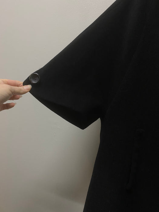 Elegant 1950's Black Cashmere Peter Pan Coat / ML