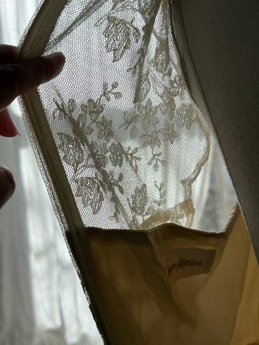 Ethereal 1970's Embroidered Net Ballet Length Wedding Dress From Neiman Marcus / M