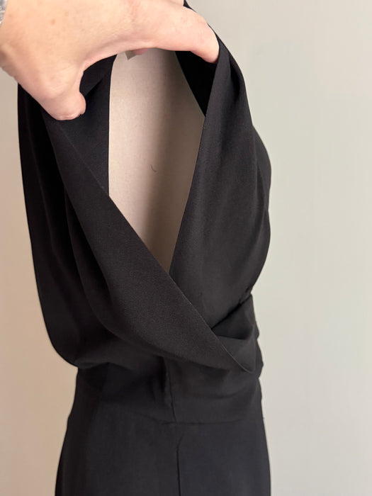 Sculptural 1940's Black Rayon Evening Dress From H. Liebes And Co. San Francisco / M