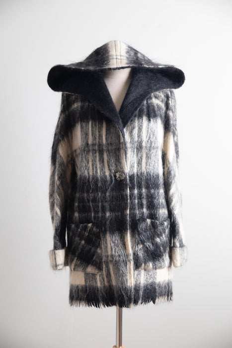 Fantastic 1970's Scottish Mohair Hooded Jacket / M