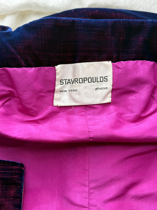 Extraordinary 1960's George Stavropoulos Couture Evening Gown In Iridescent Velvet / SM