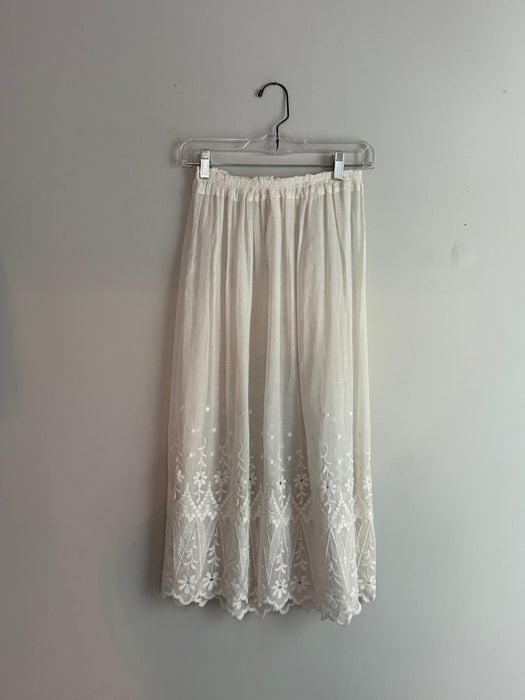 Ethereal Edwardian Embroidered Cotton Wedding Dress Three Piece Set / XS