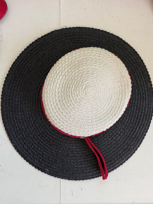 Delightful 1950's Red White & Blue Straw Portrait Hat / OS