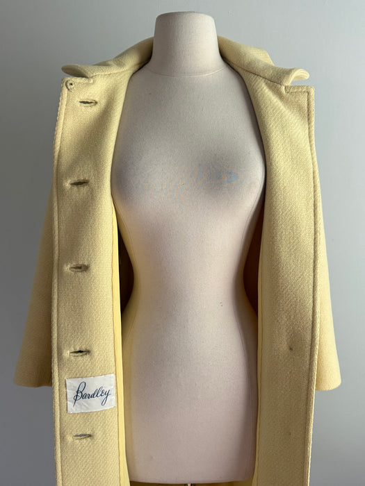 Timeless Chic 1960's Chanel Inspired Butter Yellow Wool Coat By Bardley / M