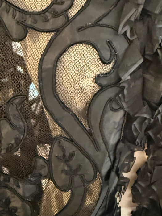 Extraordinary Antique Victorian Black Lilies Mourning Cape / OS