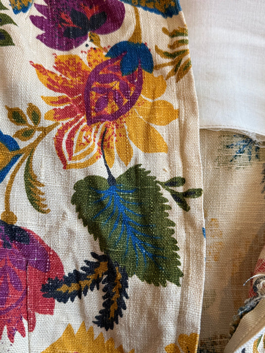Charming 1960's Linen Print Shift Dress / SM