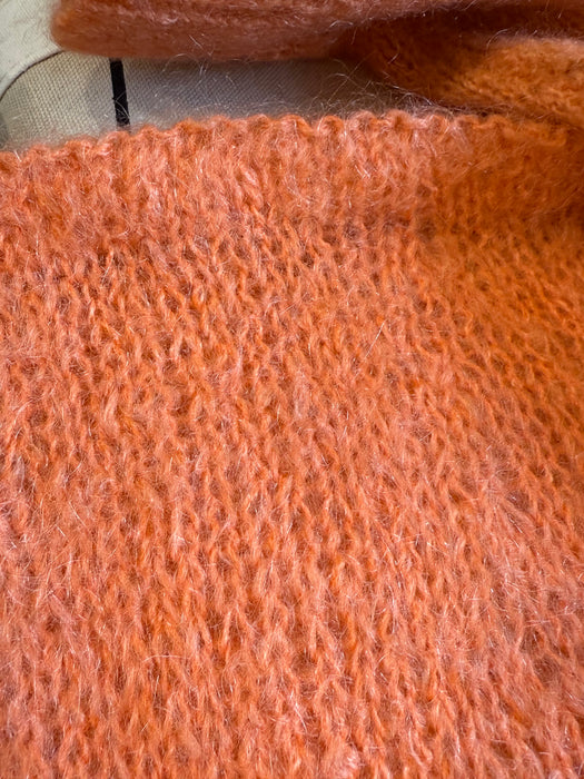 Charming 1950s Hand-Knit Angora and Lurex Twin Set In Pumpkin Spice / M