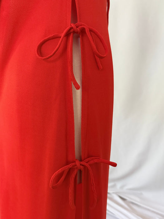 Sizzling 1970's Tie Up Maxi Dress by Funky in HOT Tomato / SM