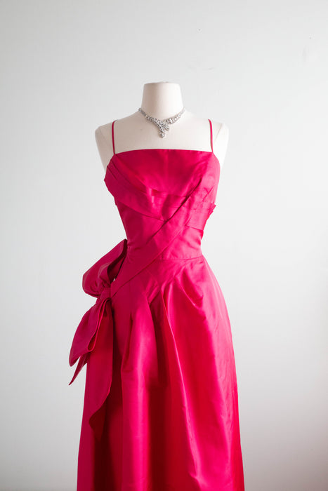 Spectacular 1950’s Frank Starr Camellia Pink Silk Evening Gown / Small