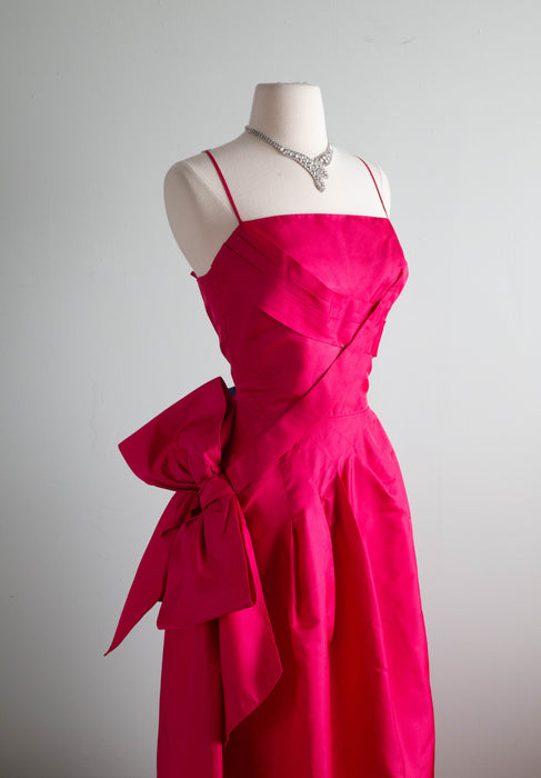 Spectacular 1950’s Frank Starr Camellia Pink Silk Evening Gown / Small