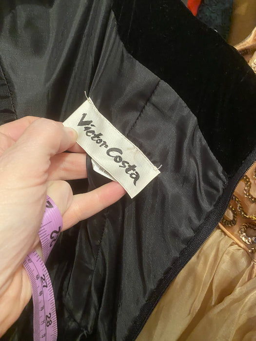 Iconic 1980's Victor Costa Black Velvet Evening Gown / Small