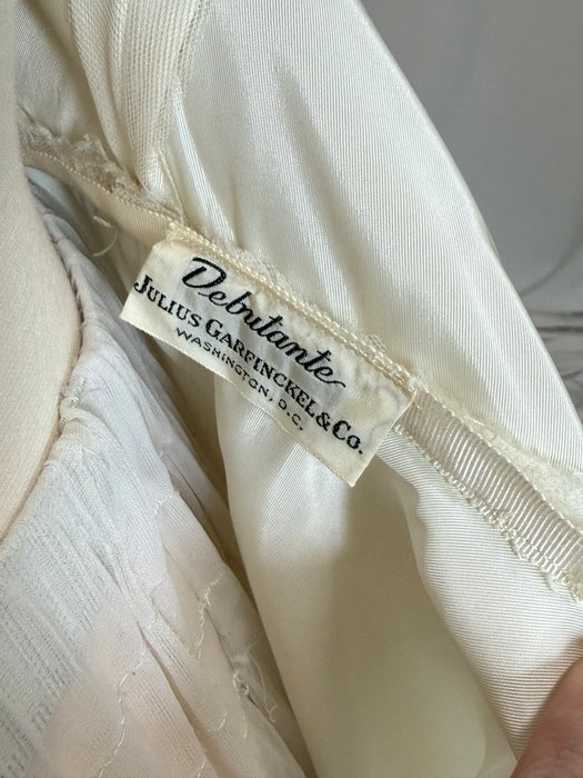 Ethereal 1950's Ivory Tulle Halter Dress With Lace Appliqués / XS