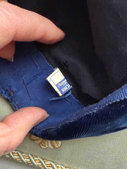 Fantastic 1930's Sapphire Blue Velvet Turban and Matching Handbag Set