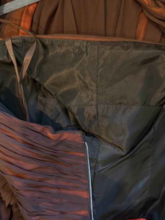 Stunning Late 1950's Travilla Chocolate Orange Silk Chiffon Cocktail Dress / S