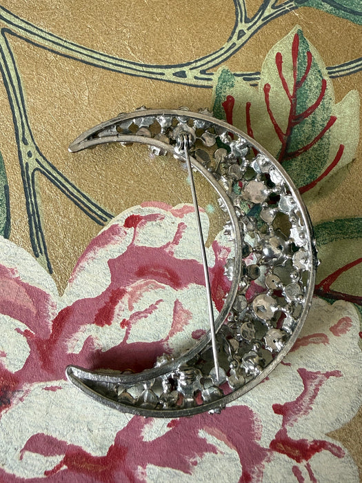1950’s Aurora Blue Crescent Moon Large Brooch