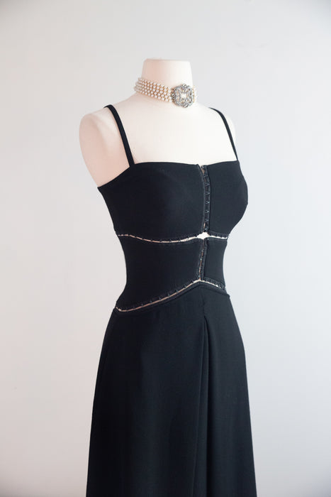 Sexy Vintage NOS Sybilla Corset Bodice Little Black Dress / SM