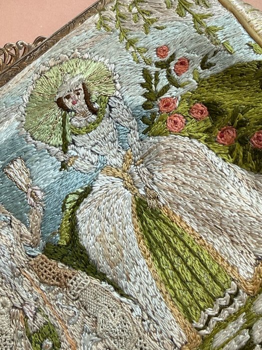 Lovely Antique Embroidered Handbag Crafted By Maud Hundley