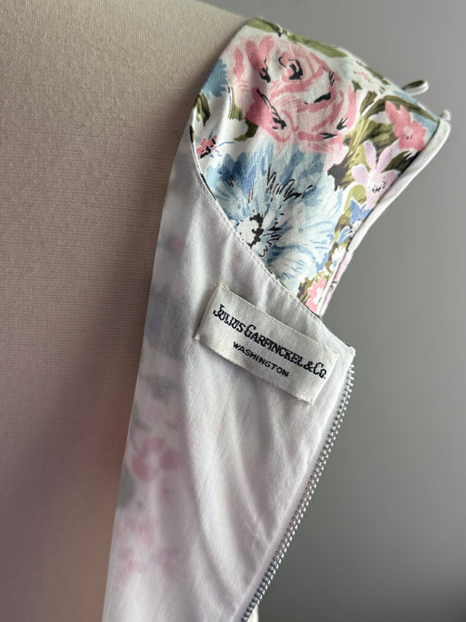 Luscious 1950's Waverly Polished Cotton "Garden Flowers" Print Dress / M
