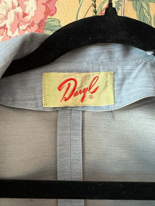 Adorable 1950's Blue Wiggle Dress With Bow & Matching Jacket / S