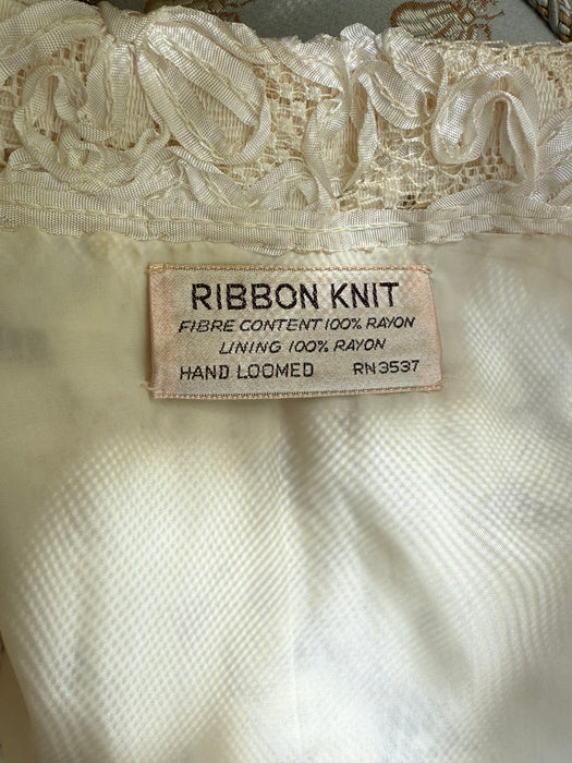 Elegant 1960's Vanilla Soutache & Lace Cocktail Dress / M