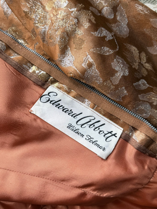 Glorious Early 1960's Edward Abbott Autumn Silk Brocade Dress & Jacket / SM