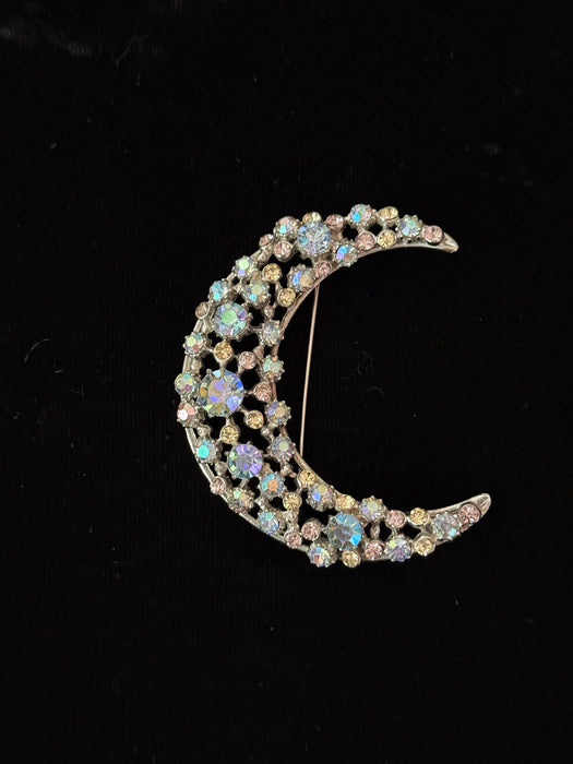 1950’s Aurora Blue Crescent Moon Large Brooch