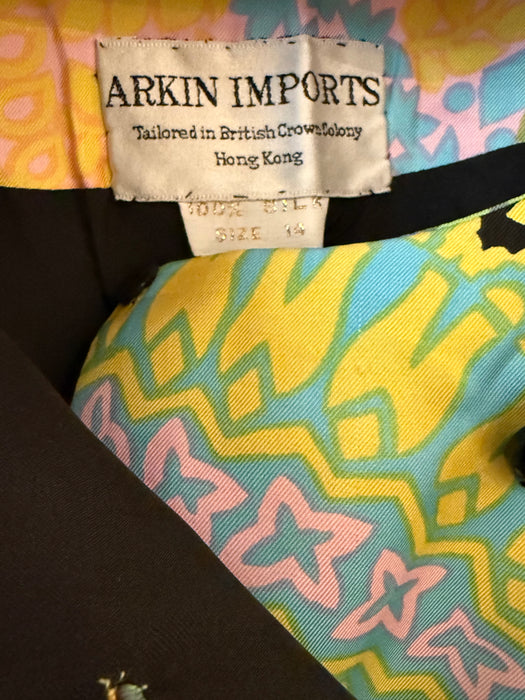 Fabulous 1960's Silk Paisley Print Coat By Arkin Imports / ML