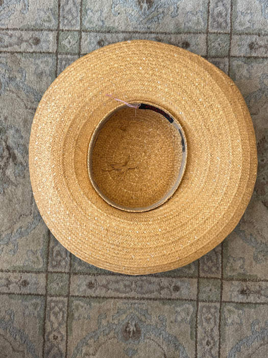 Vintage “La Mouche” Wide Brim Straw Sun Hat with Lemon & Fly