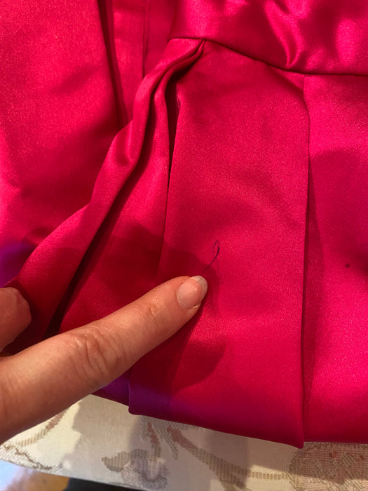 *Hattie Carnegie Couture Shocking Pink 1950's Silk Petal Skirt Evening Dress / Small