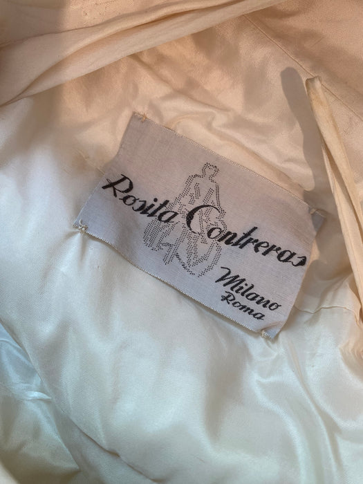 Rare 1950's Rosita Contreras Haute Couture Evening Gown In Ivory Silk / M