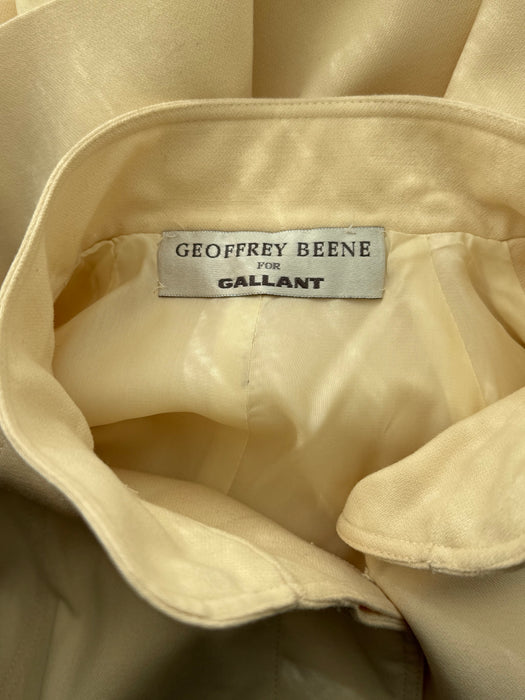 Architectural Geoffrey Beene For Gallant Ivory Wool Gabardine Trapeze Coat, Early 80's / ML
