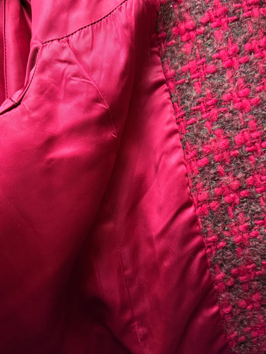 Gorgeous 1960's Crimson & Cocoa Wool Boucle' Jacket / M