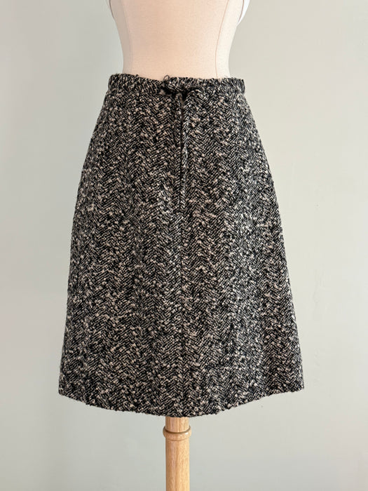 Chic 1960's Custom Couture Wool Tweed Suit With Bands Of Color / S