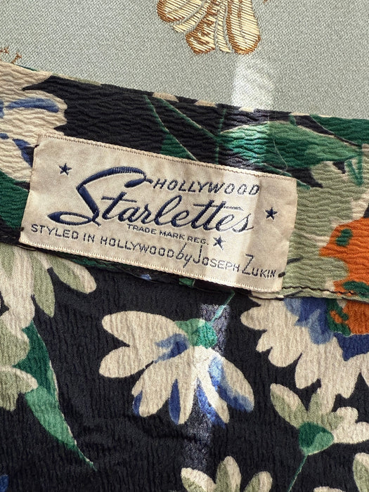 Beautiful 1930's Daisy Print Rayon Crepe Bolero & Sash by Hollywood Starlettes / M