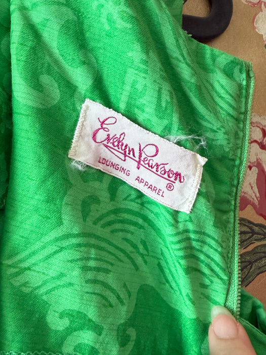 Fabulous 1960's Dragon Print Cotton Maxi Dress By Evelyn Pearson / ML