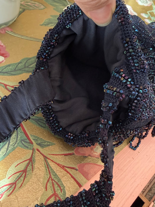 Beautiful Antique 1920’s Iridescent Fringe Flapper Drawstring Bag