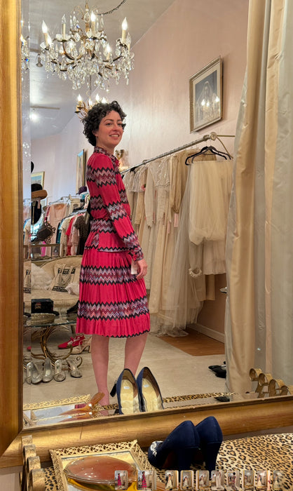 Gorgeous 1970's Missoni Maglia Candy Striped Knitwear Two Piece Set / XS