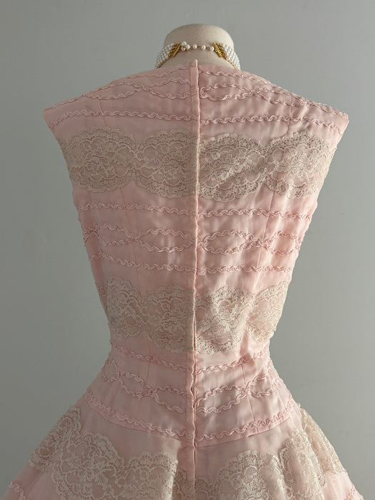 Spectacular 1950's Peony Pink Party Dress By Suzy Perette / SM