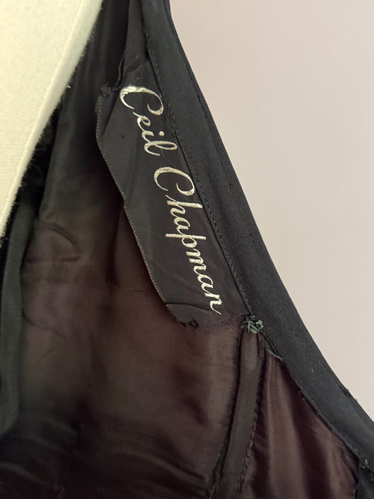 Iconic 1950's Ceil Chapman Midnight Blue Silk Chiffon Cocktail Dress / M